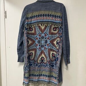 Ivy Jane Blue and Green Bohemian Blouse STUNNING!!!!